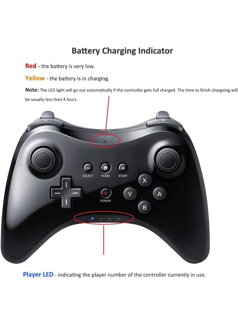 Black Classic Wireless Pro Controller Game Controller Gamepad Joypad Remote for Wii U - Image 3